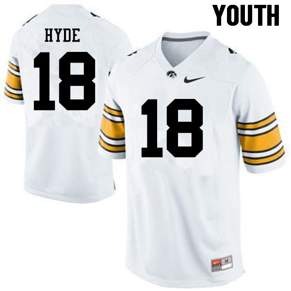 Youth Iowa Hawkeyes #18 Micah Hyde College Football Jerseys-White - Click Image to Close